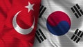 South Korea and Turkey Realistic Flag Ã¢â¬â Fabric Texture Illustration Royalty Free Stock Photo